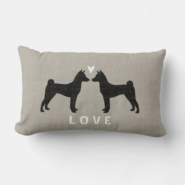 Basenji Silhouettes Love Lumbar Cushion (Front)
