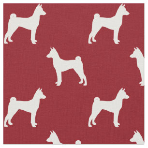 Basenji Silhouettes Pattern Red Fabric