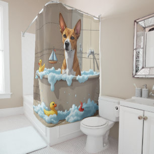 Basenji Sloppy Sleepy Cute Funny Shower Curtain