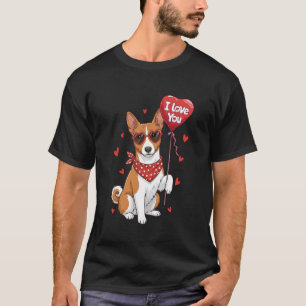Basenji Valentine Heart I Love You Dog Lovers T-Shirt