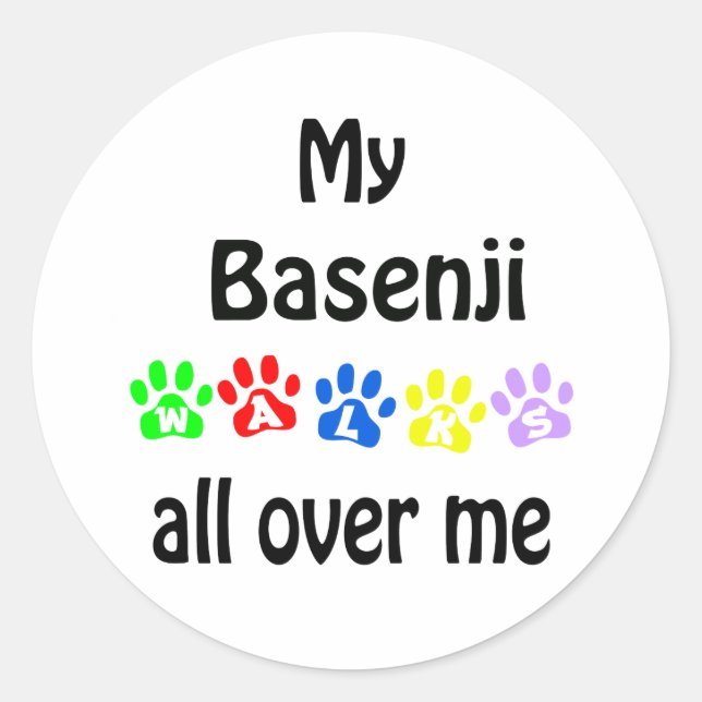 Basenji Walks Design Classic Round Sticker (Front)