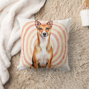 Basenji Watercolor Ripple Pattern Art Cushion