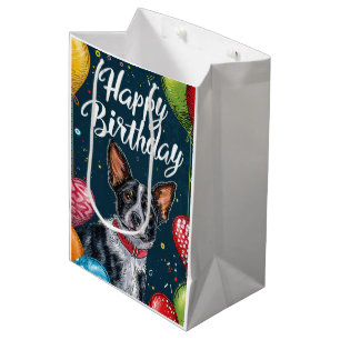 Basenji with Balloons Birthday Medium Gift Bag