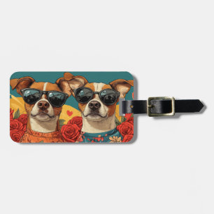 Basenji With Heart Roses Valentine's Day Luggage Tag
