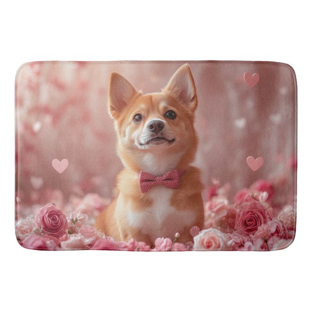 Basenji with Roses - Valentine's Day Bath Mat (Front)