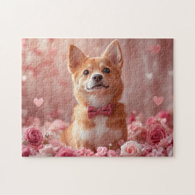 Basenji with Roses - Valentine's Day Jigsaw Puzzle (Horizontal)