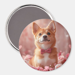 Basenji with Roses - Valentine's Day Magnet