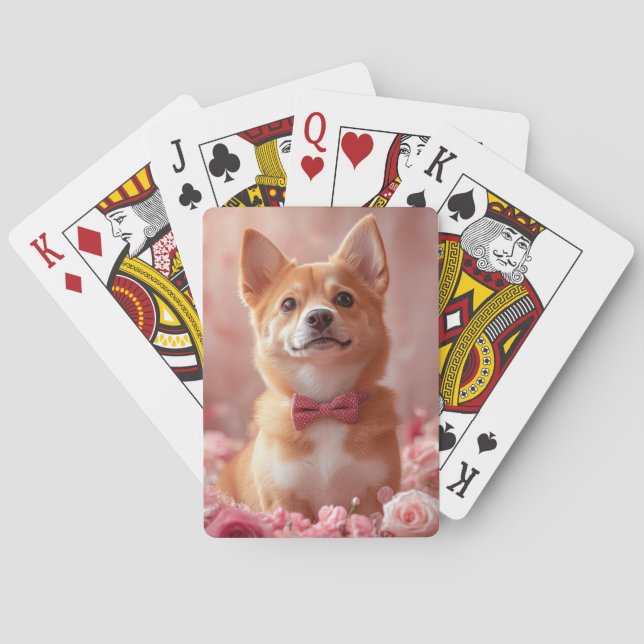 Basenji with Roses - Valentine's Day Playing Cards (Back)