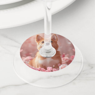 Basenji with Roses - Valentine's Day Wine Glass Tag