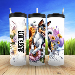 Basenji's Vibrant Floral Energy Thermal Tumbler