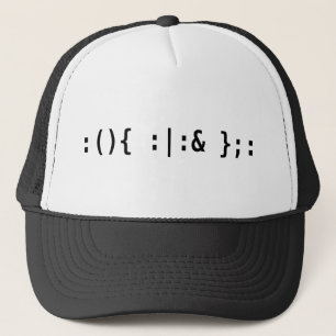 Bash Fork Bomb - Terminal Hacker Black Text Design Trucker Hat