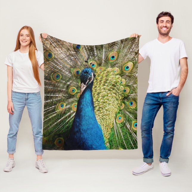 Bashful Peacock Fleece Blanket (In Situ)