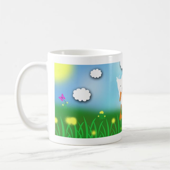 Bashful Pekin Duck Whimsical Cartoon Mug (Left)
