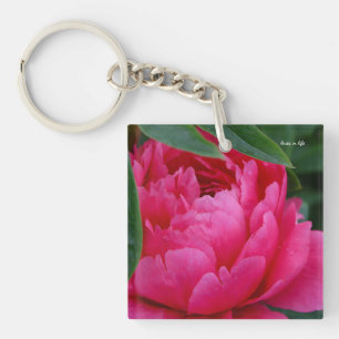 Bashful Pink Peony Key Ring
