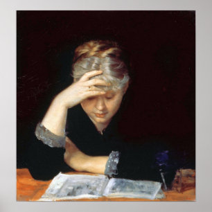 Bashkirtseff - At A Book Poster