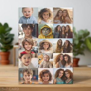 Basic 15 Photo Collage Grid Holiday Card