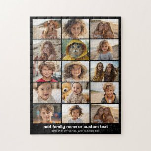 Basic 15 Photo Collage Grid with Modern Text Jigsaw Puzzle
