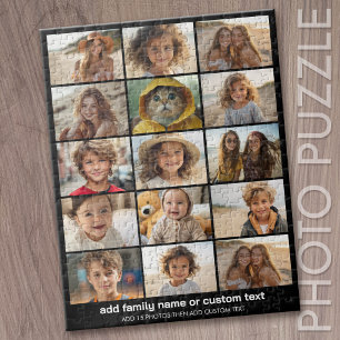 Basic 15 Photo Collage Grid with Modern Text Jigsaw Puzzle