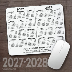 Basic 2 Year Calendar 2027 2028 year view Business Mouse Pad