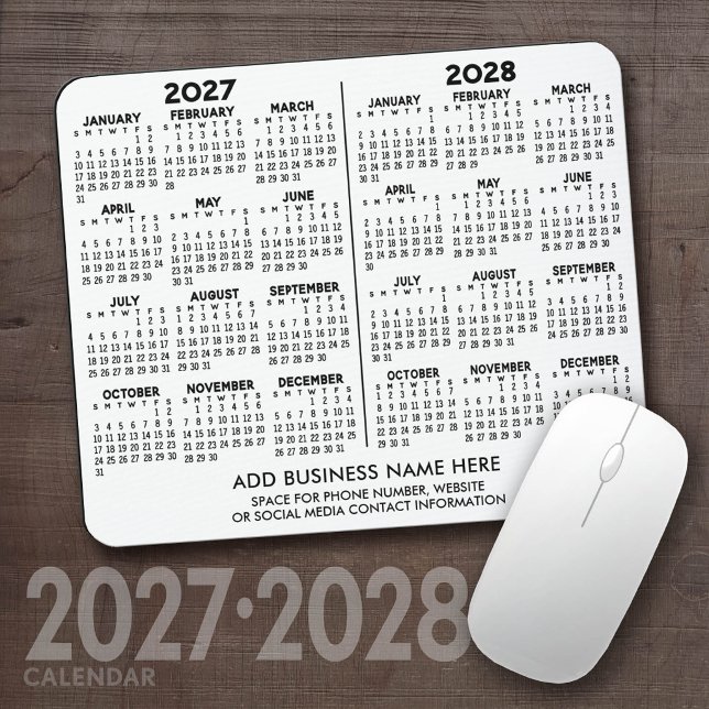 Basic 2 Year Calendar 2027 2028 year view Business Mouse Pad (2027 2028 Calendar Mousepad)