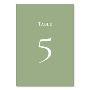 Basic and Elegant Sage Green Table number Card