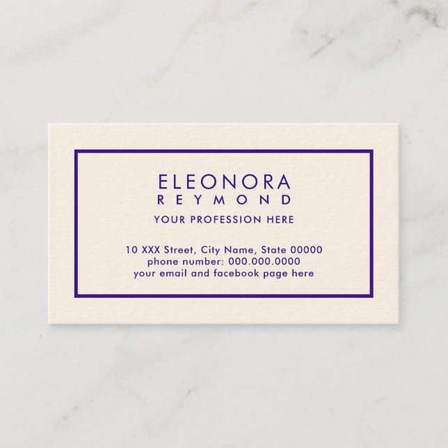 Basic and Elegant Signature Cream Business Card (Front)