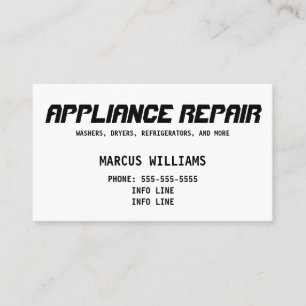 Basic Appliance Repair Business Card