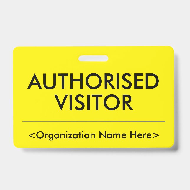 Basic "AUTHORISED VISITOR" Badge ID Badge (Front)
