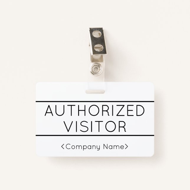 Basic "AUTHORIZED VISITOR" Badge ID Badge (Front with Clip)
