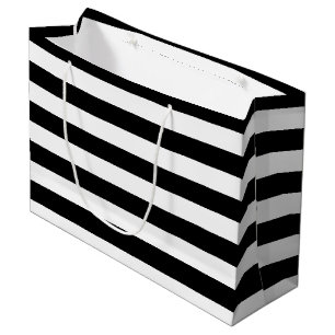 Basic Black and White Horizontal Stripes Large Gift Bag