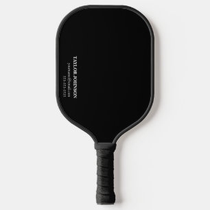 Basic Black and White Monogram Name + Info Pickleball Paddle