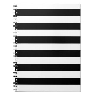 Basic Black and White Stripes Spiral Notebook