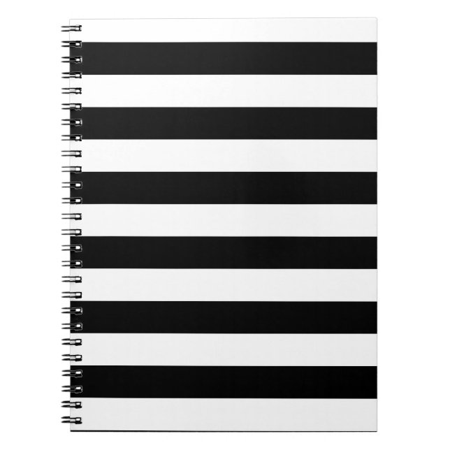 Basic Black and White Stripes Spiral Notebook (Front)