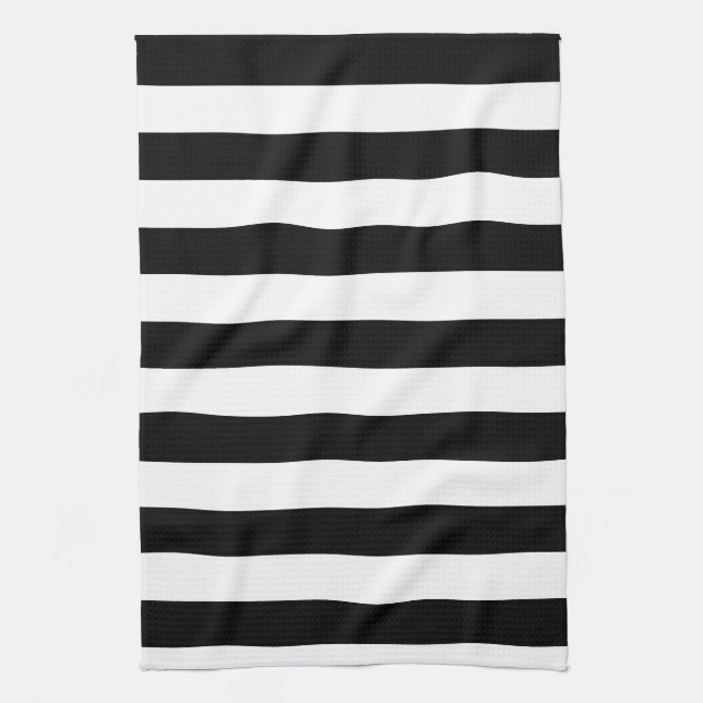 Basic Black and White Stripes Tea Towel (Vertical)