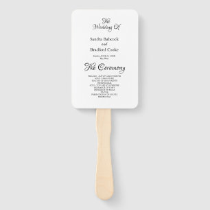 Basic Black and White Wedding Ceremony Program Han Hand Fan