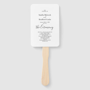 Basic Black and White Wedding Ceremony Program Hand Fan