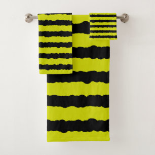 Basic Black and Yellow Bee-Like Stripes Towel Set