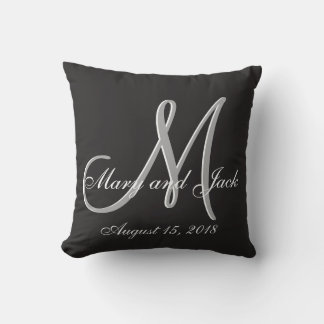 Basic Black Fabulous Wedding Monogram Great Value Cushion