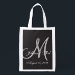 Basic Black Fabulous Wedding Monogram Great Value Reusable Grocery Bag<br><div class="desc">This delightful selection is effervescent and spectacular and super easy to modify and adjust and can be used for many circumstances: the Zombie Apocalypse, National Fearful Lady Day, National Harvey Swill Day, National Pizza with the Works Excluding Anchovies Day, National Peppery Loner Cookie Day, National Take a Hike Day, Coast-to-coast...</div>