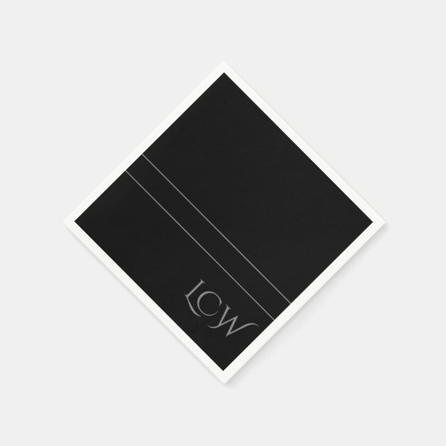Basic Black Monogram Napkin (Corner)