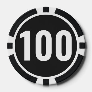 Basic Black White Bold Number  Poker Chips