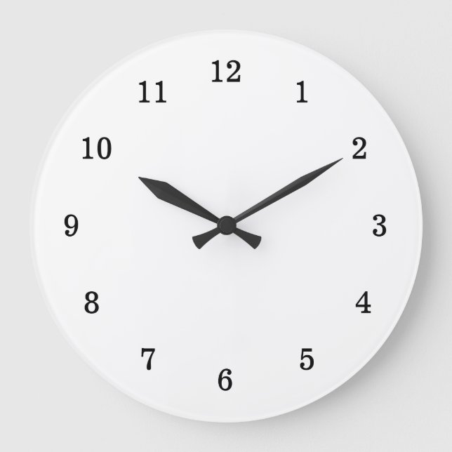 Basic Blank White with Black Numbers Large Clock (Front)