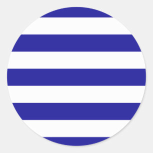 Basic Blue and White Stripes Classic Round Sticker