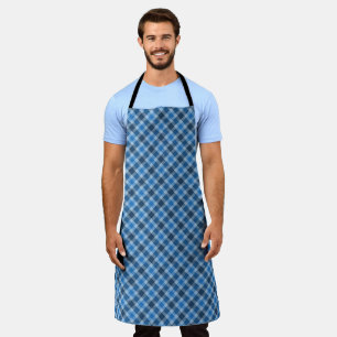 Basic Blue/Baby Blue Gingham Diagonal Plaid Apron