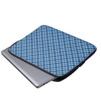 Basic Blue/Baby Blue Gingham Diagonal Plaid Laptop Sleeve