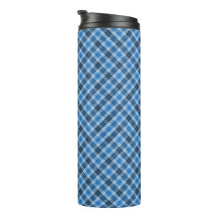 Basic Blue/Baby Blue Gingham Diagonal Plaid Thermal Tumbler