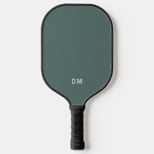 Basic Blue Green Grey Monogram Initials Pickleball Paddle