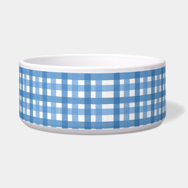 Basic Blue Plaid Dog Bowl (Front)
