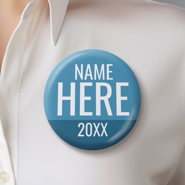 Basic Blue White Custom Campaign Design 3 Cm Round Badge (Custom Campaign Buttons - Make Your Own Election Swag)
