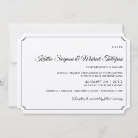 Basic Border Elegant Wedding Invitations (Kraft)